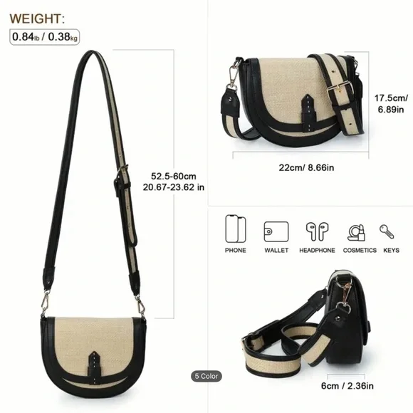 Elegant Black and Cream Women's Crossbody Bag - Picture 4 of 5